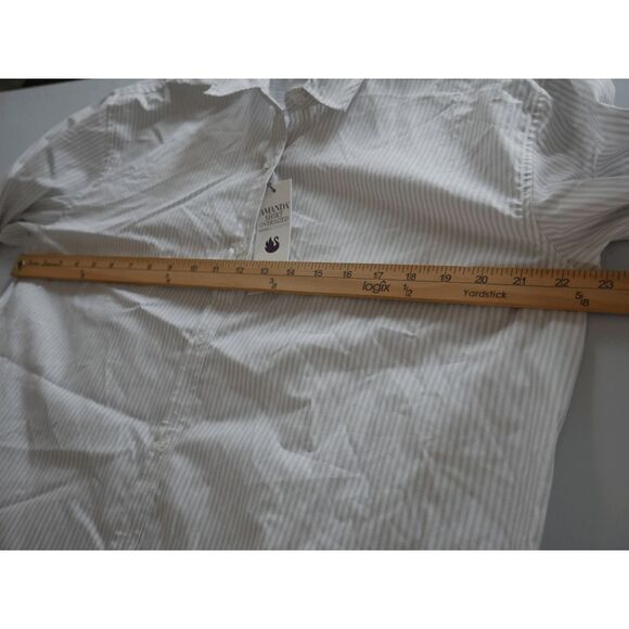 Gloria Vanderbilt Women's Amanda Oversized Stripped Button Down Shirt M - Picture 6 of 8